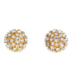 1965 Christian Dior Gold Plated Diamante Bombe Earrings