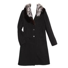 Prada Black Wool & Fur Collar Coat