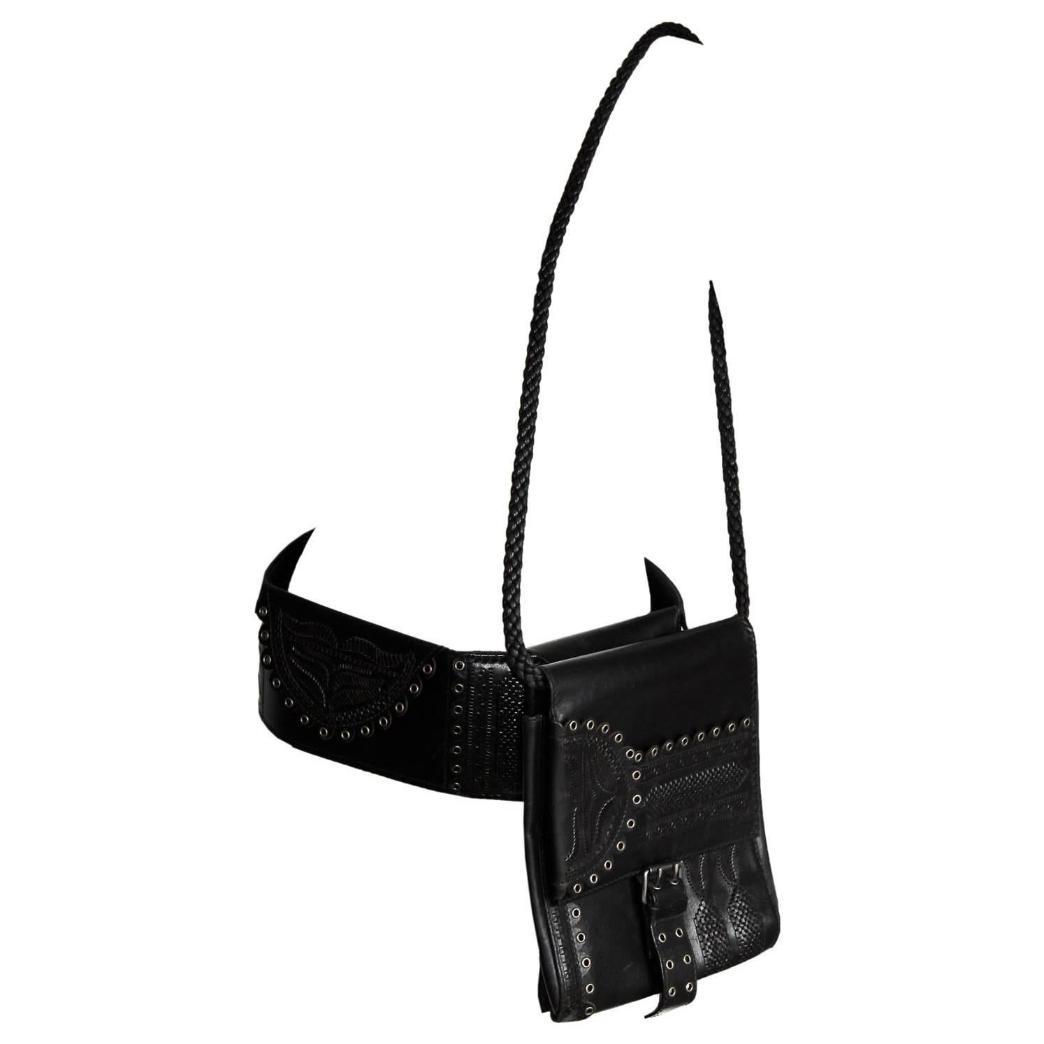 Iconic Tom Ford YSL Rive Gauche FW 2001 Gypsy Collection Black Leather Boho Bag!