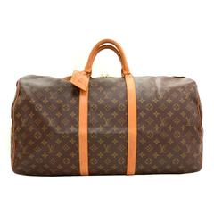 Retro Louis Vuitton Keepall 55 Monogram Canvas Duffle Travel Bag