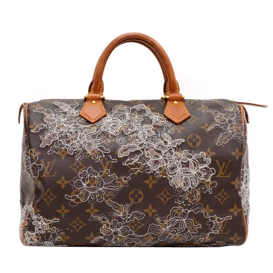 Louis Vuitton Speedy 30 Monogram Dentelle Canvas City Hand Bag - 2007 Limited For Sale