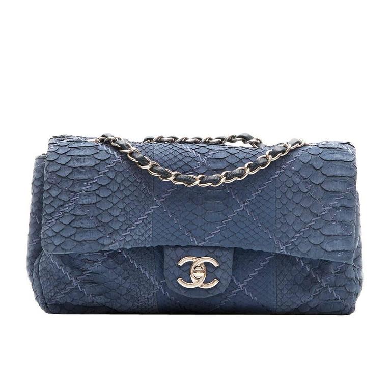 chanel blue python bag
