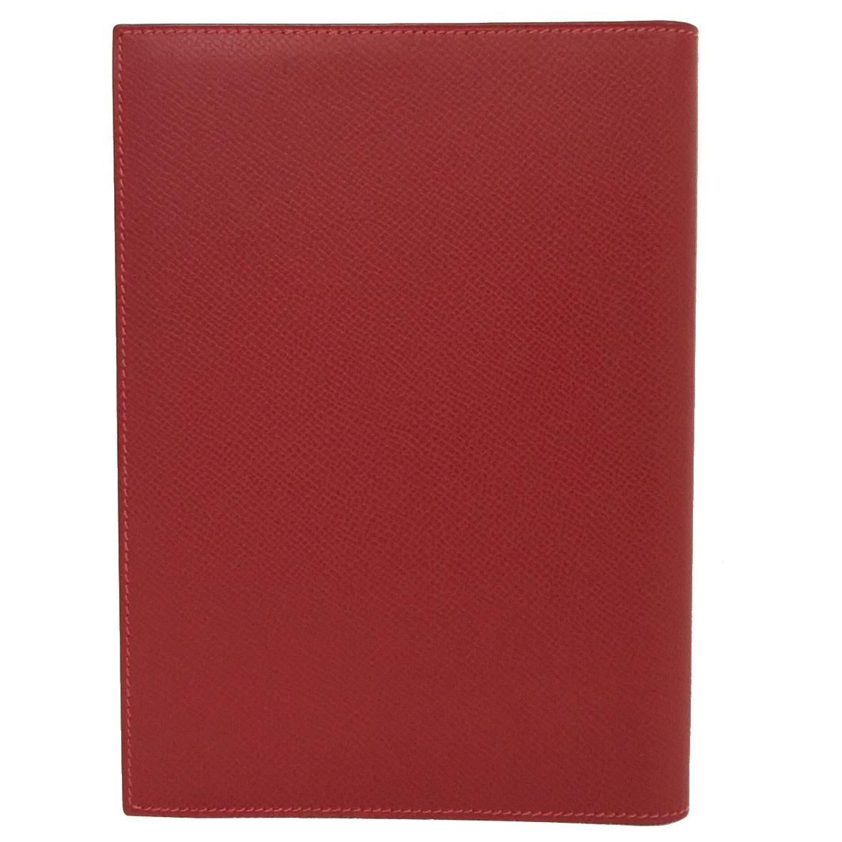 New 2006 Hermes Rouge Veau Epsom Notebook/Address Book