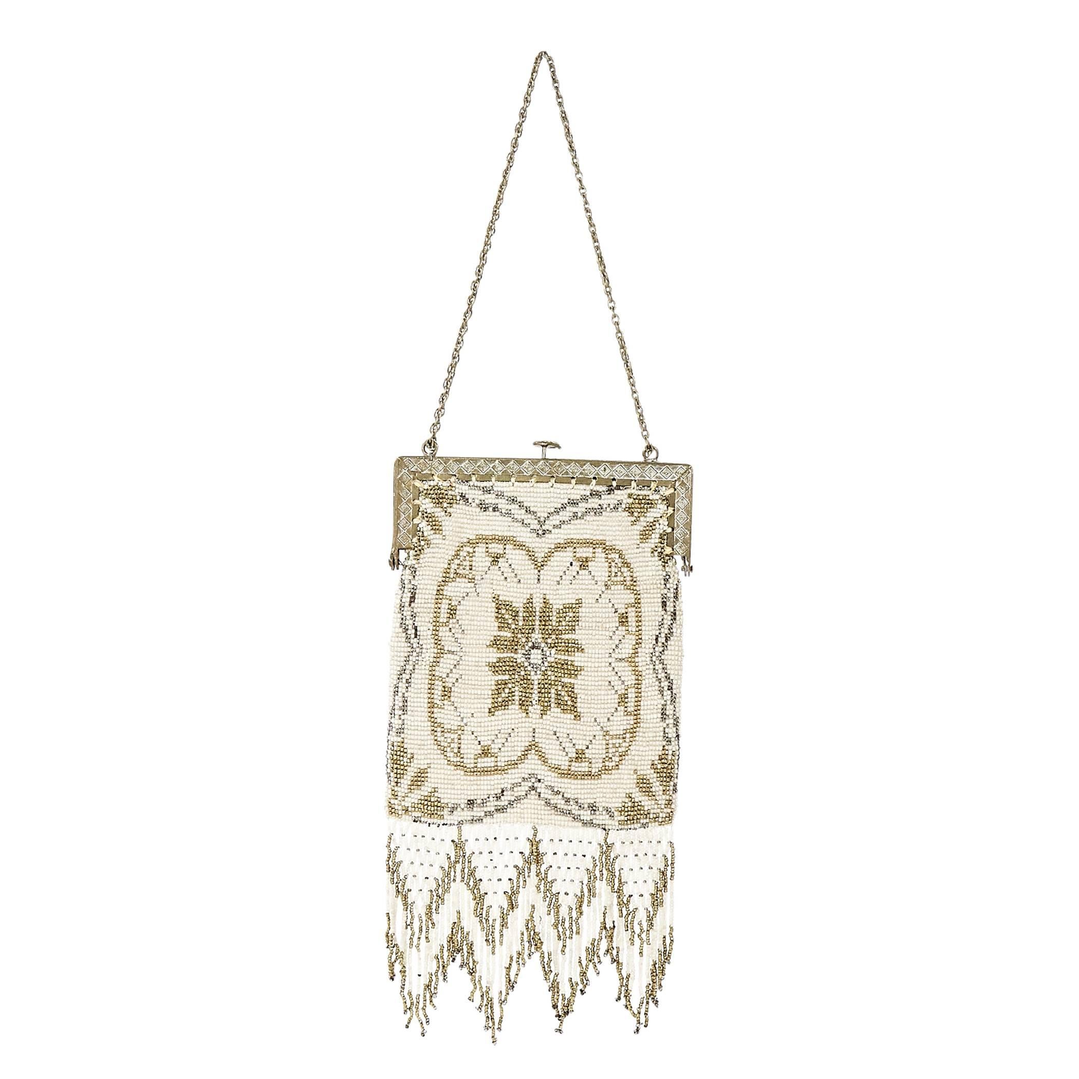 Ivory Whiting & Davis Vintage Beaded Clutch