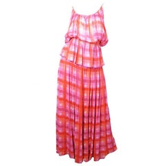 Gucci plaid silk chiffon sheer evening set, 1970s