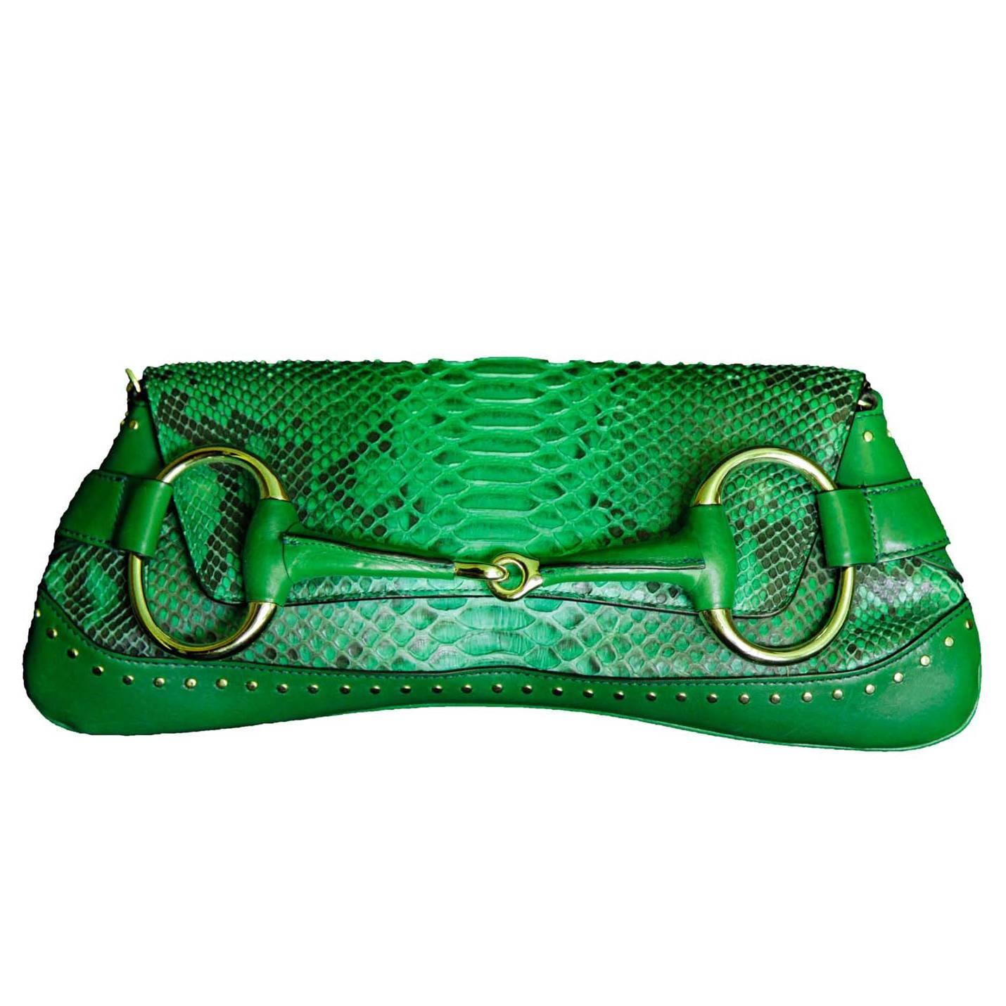 That Incredible Green Python Tom Ford For Gucci SS 2002 Collection Horsebit Bag!