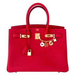 Hermes Rouge Casaque 35cm Birkin Red Epsom Gold Hardware Gorgeous