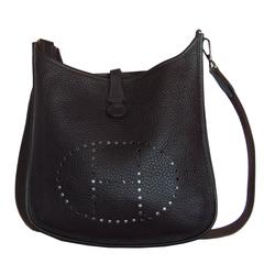 Rare Hermes Evelyne I GM Bag Raisin Clemence Leather Palladium Hardware 2004 5