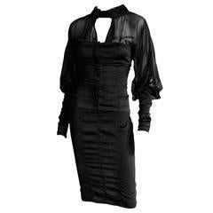 Heavenly Tom Ford Gucci FW 2003 Runway Collection Black Silk Corset Top & Skirt! 12