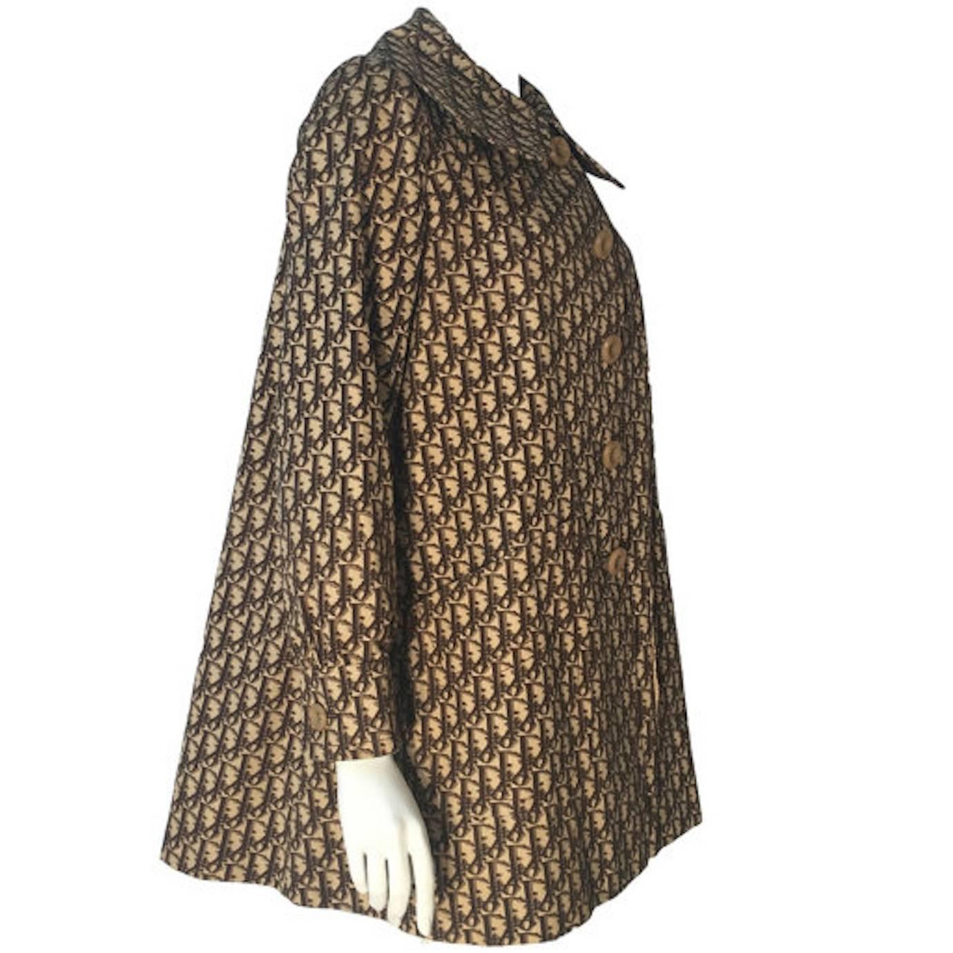 Christian Dior Diorling 1960s Swing Monogram Coat Mac Raincoat Vintage 10 UK