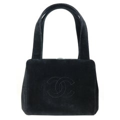 Chanel Black Velvet "CC" Logo Handbag 