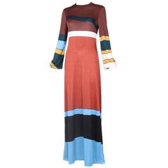 1970's Louis Feraud Color Block Maxi Dress