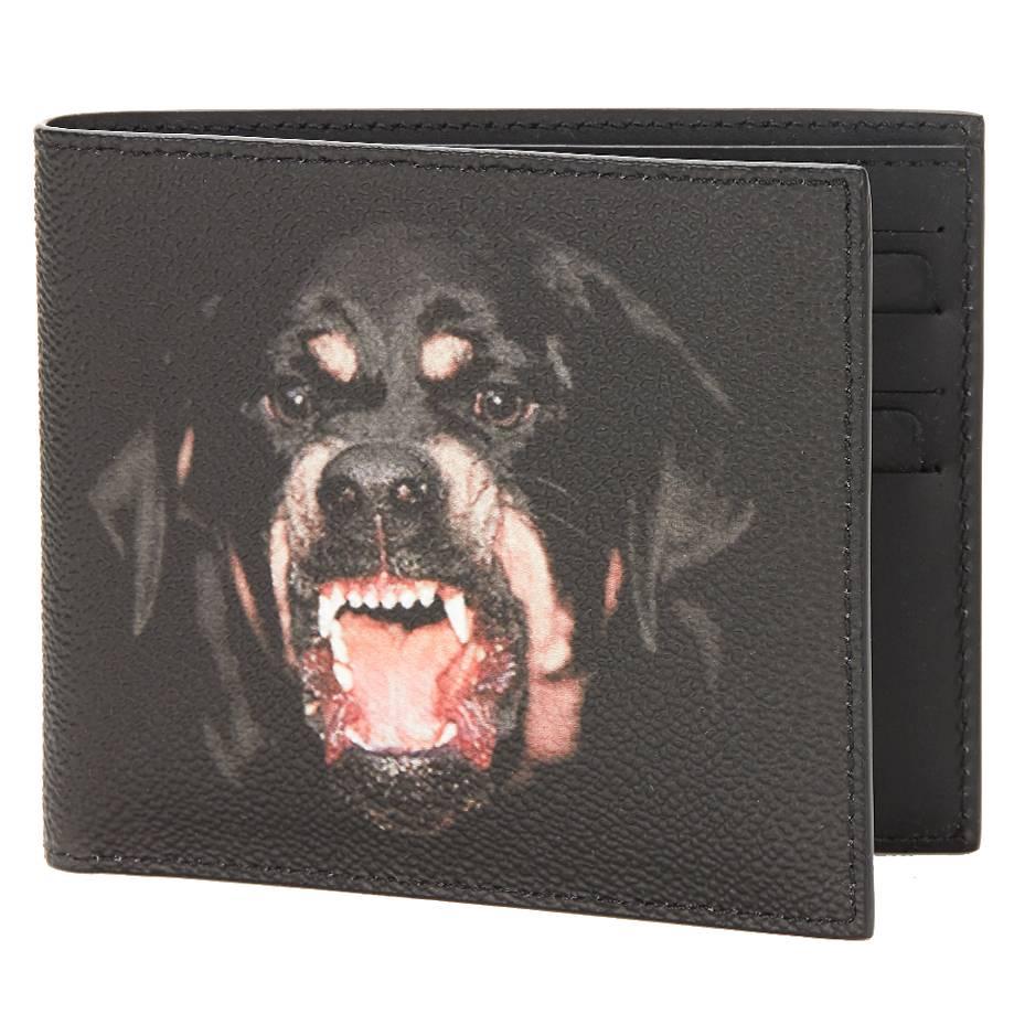 2010s Givenchy Black Coated Canvas Rottweiler Classic Single Bill Wallet