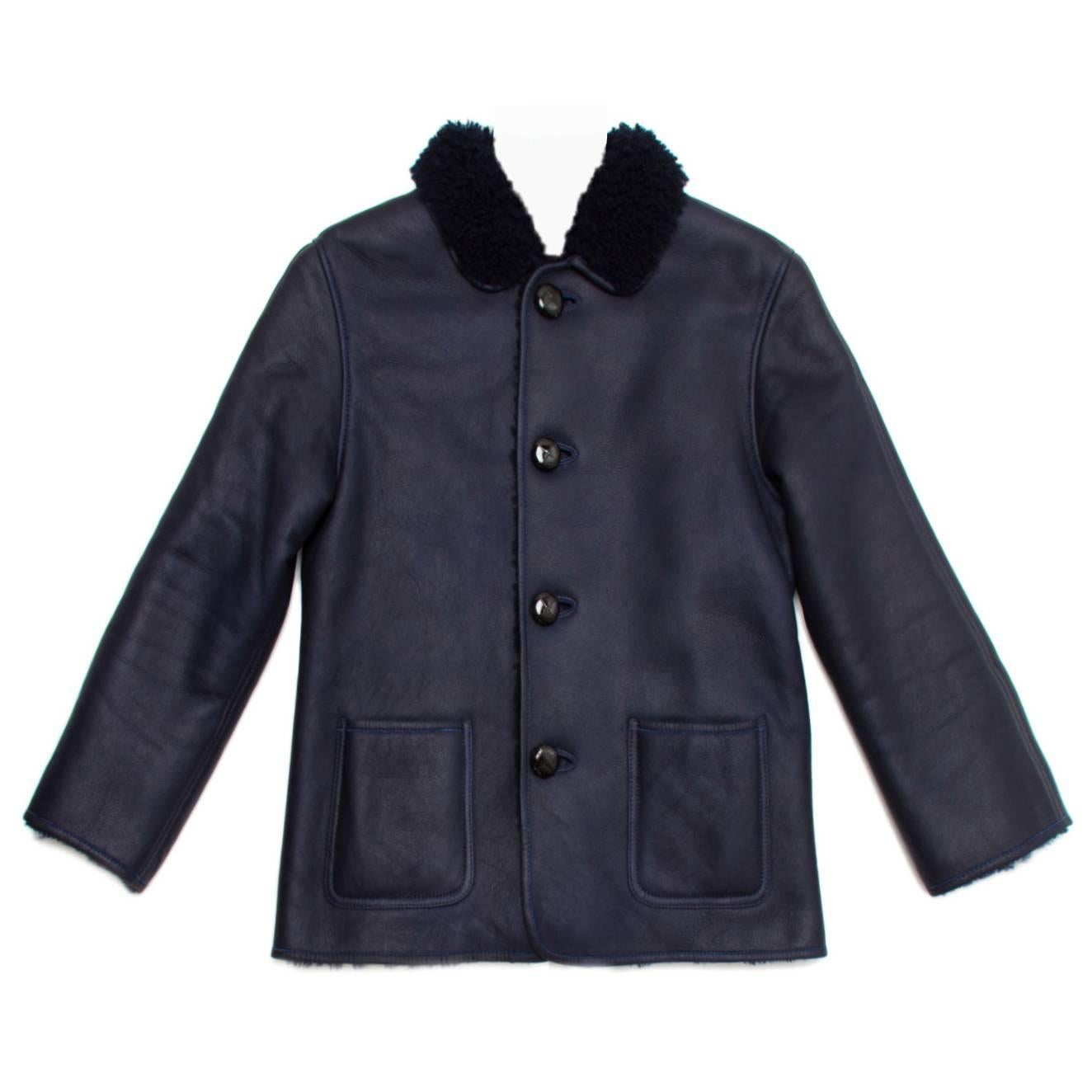 Celine Dark Blue Reversible Lambskin Coat