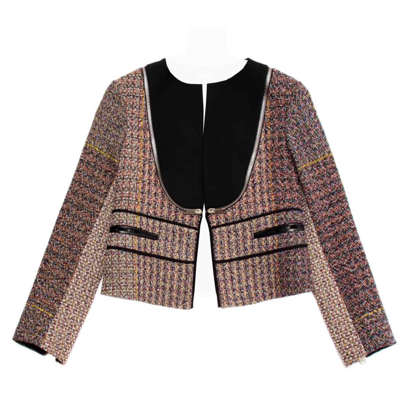 Celine Multicolor Wool Cropped Jacket For Sale