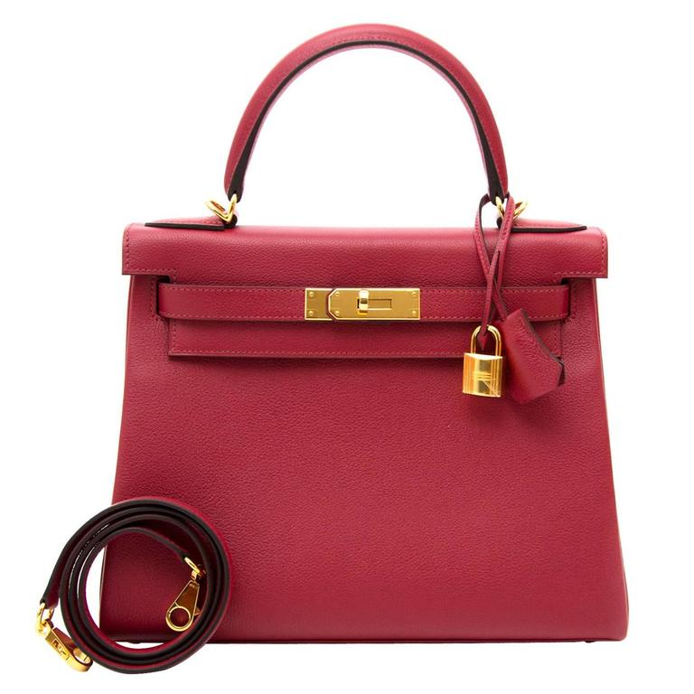 Brand New Hermès Kelly Retourne 28 cm Evercolor Rouge Grenat GHW at 1stDibs