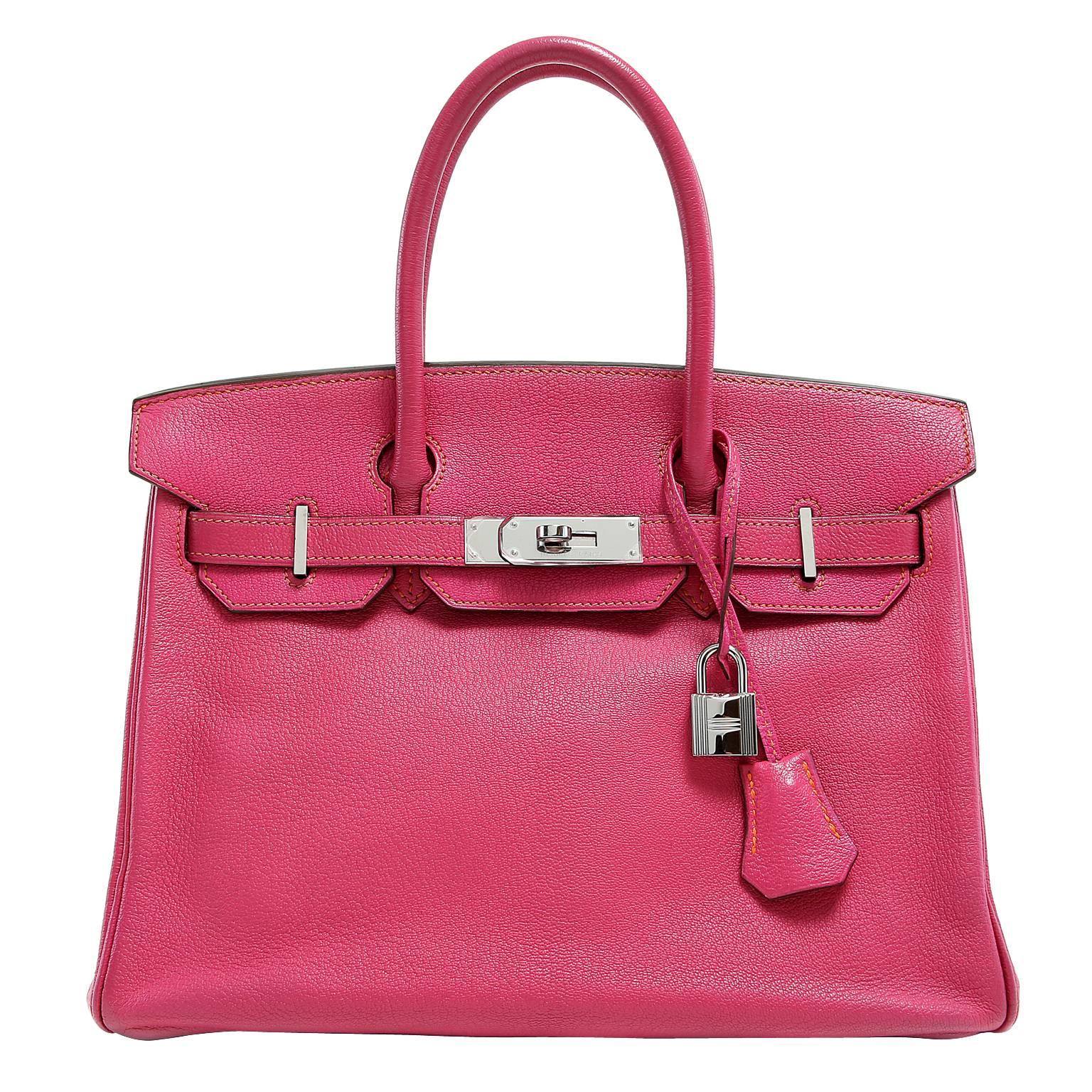Hermès Horseshoe  Rose Shocking Chevre  30 cm Birkin Bag, PHW