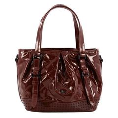 Burberry Lowry Tote Studded Quilted Patent Medium
