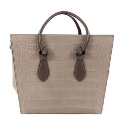 Celine Tie Tote Crocodile Embossed Nubuck Small