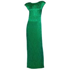 Valentino Emerald Green Silk Evening Dress, Circa 1980's