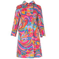 1960's Bill Blass Psychedelic Wool Double Breasted Coat 9