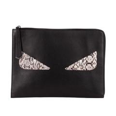 Fendi Monster Clutch Leather with Python Medium