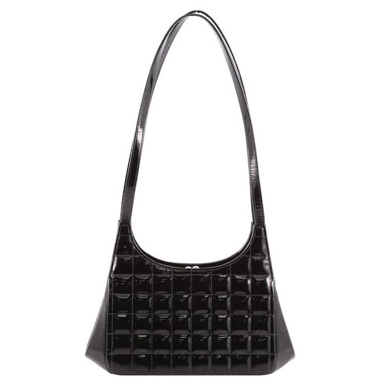Chanel Vintage Chocolate Bar Kisslock Shoulder Bag Quilted Patent Medium