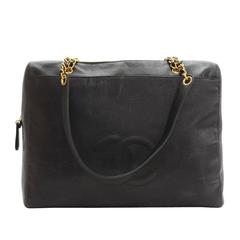 Chanel  Black Caviar Leather Large Shoulder Tote Bag