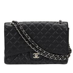 2010s Chanel Black Quilted Caviar Leather Classic Single Flap Bag