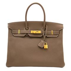 Brand New Hermès Birkin 35 Etoupe Clemence Taurillon GHW