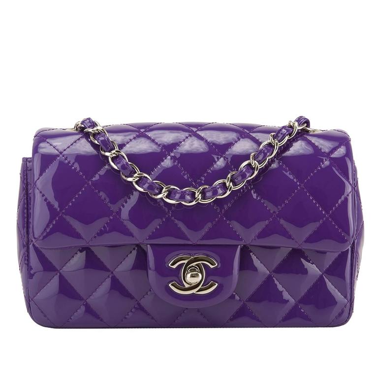 Chanel Purple Patent Leather Rectangular Mini Classic Flap Bag