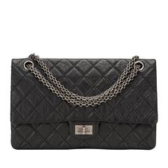 Chanel Black Quilted Aged Calfskin Reissue 2.55 Double Flap Bag 225