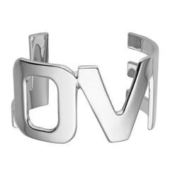 Givenchy NEW & SOLD OUT Silver 'LOVE' Logo Bangle Cuff Bracelet