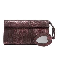 Alaia NEW & SOLD OUT Purple Black Leather Wristlet Clutch Flap Evening Bag