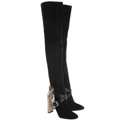 Jimmy Choo NEW & SOLD OUT Black Suede Over the Knee High Heel Boots in Box