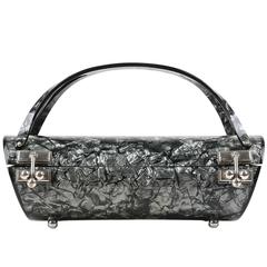 MYLES OF MIAMI 1953 "Shooner" Gunmetal Gray Lucite Lamoplex Cylinder Box Purse 8