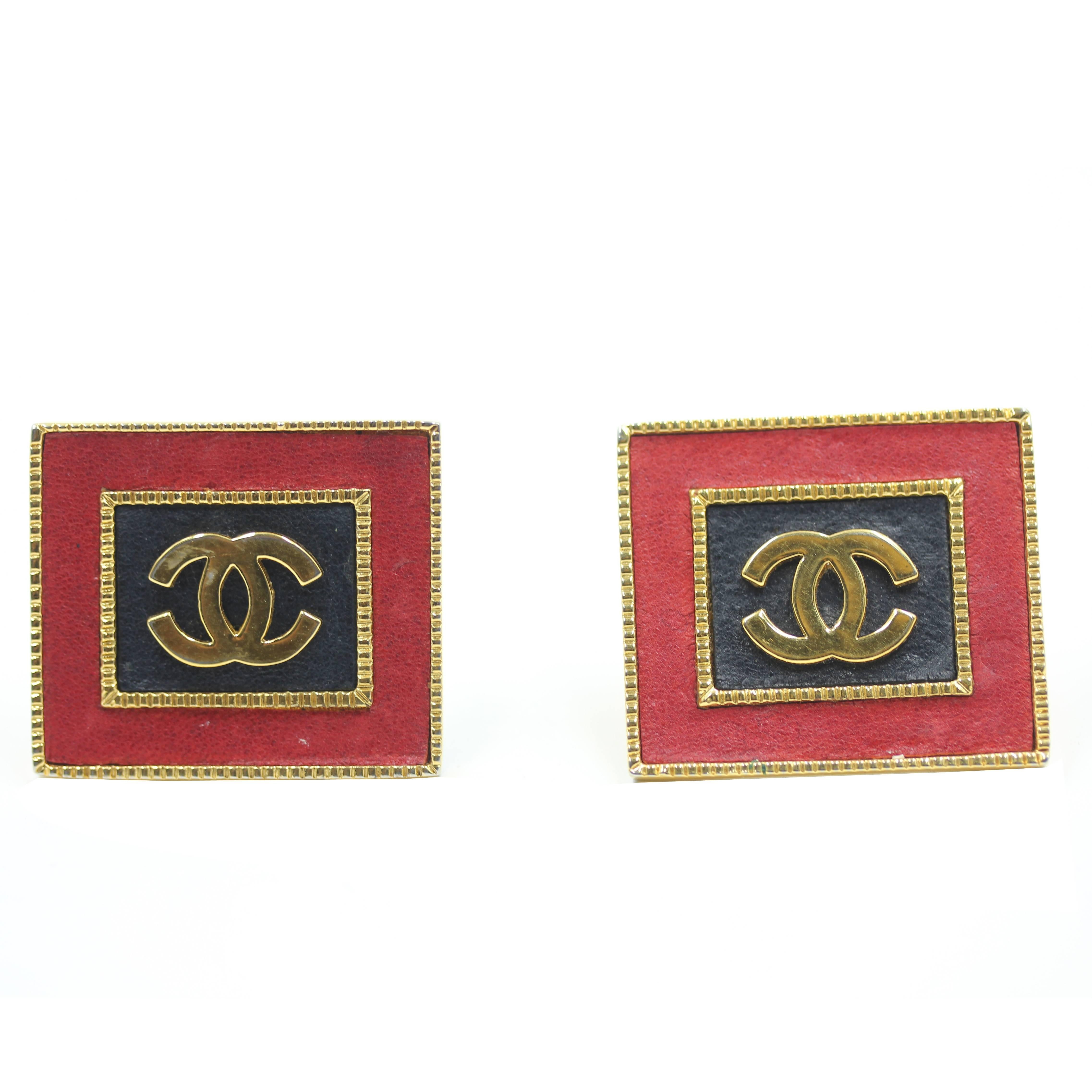 Chanel Vintage  Large CC logo Earrings 