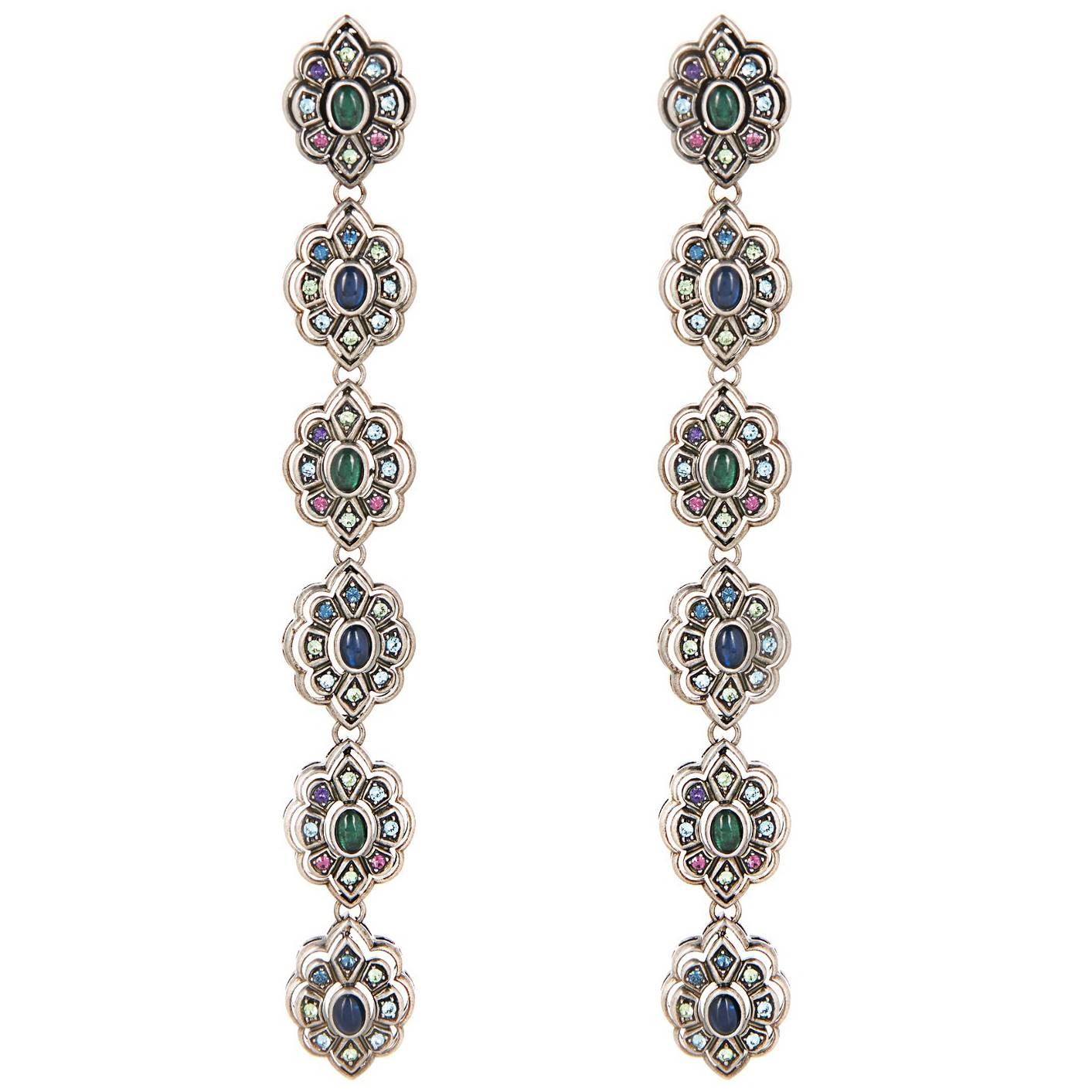 Gucci NEW & SOLD OUT Palladium Crystal Glass Stone Dangle Drop Earrings