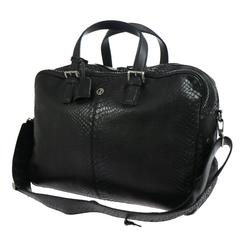 Giorgio Armani Black Snakeskin Men's CarryAll Weekender Duffle Business Bag