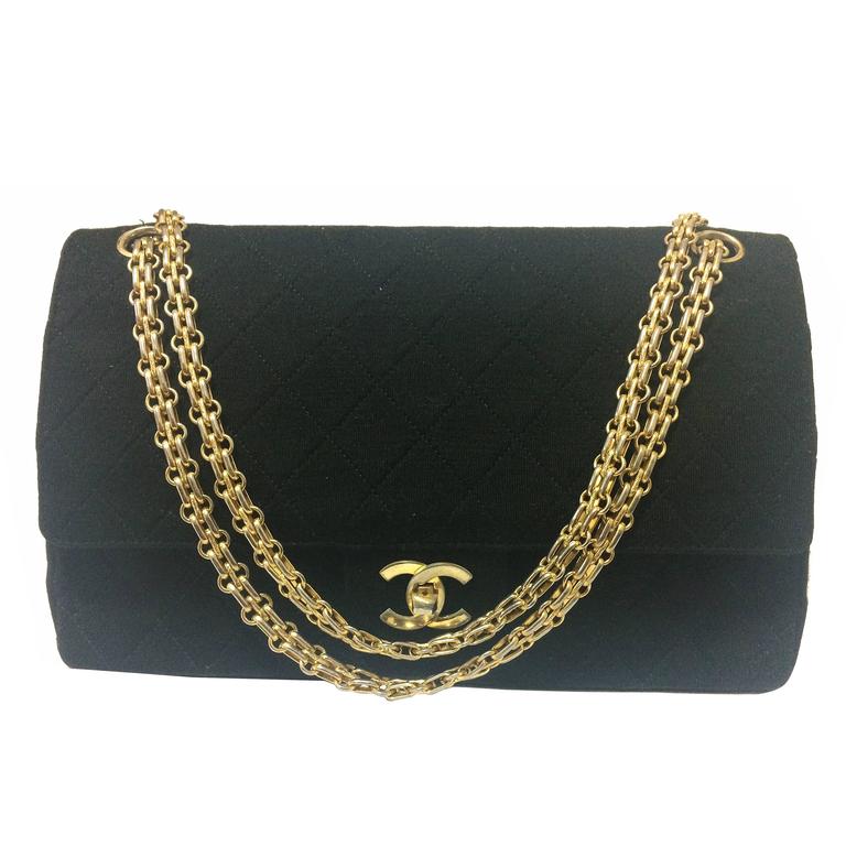 Chanel Vintage Black Jersey Quilted Chanel 2.55 Bag ($3,163