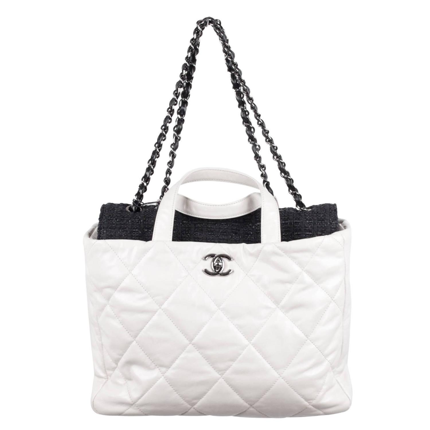 Chanel Black And White Deauville Canvas Tote Runway Bag 2018 The