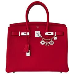 Hermes Rouge Grenat Garnet Red 35cm Birkin Togo Palladium Hardware Jewel