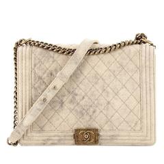 Chanel Boy Flap Bag Quilted Distressed Suede Large