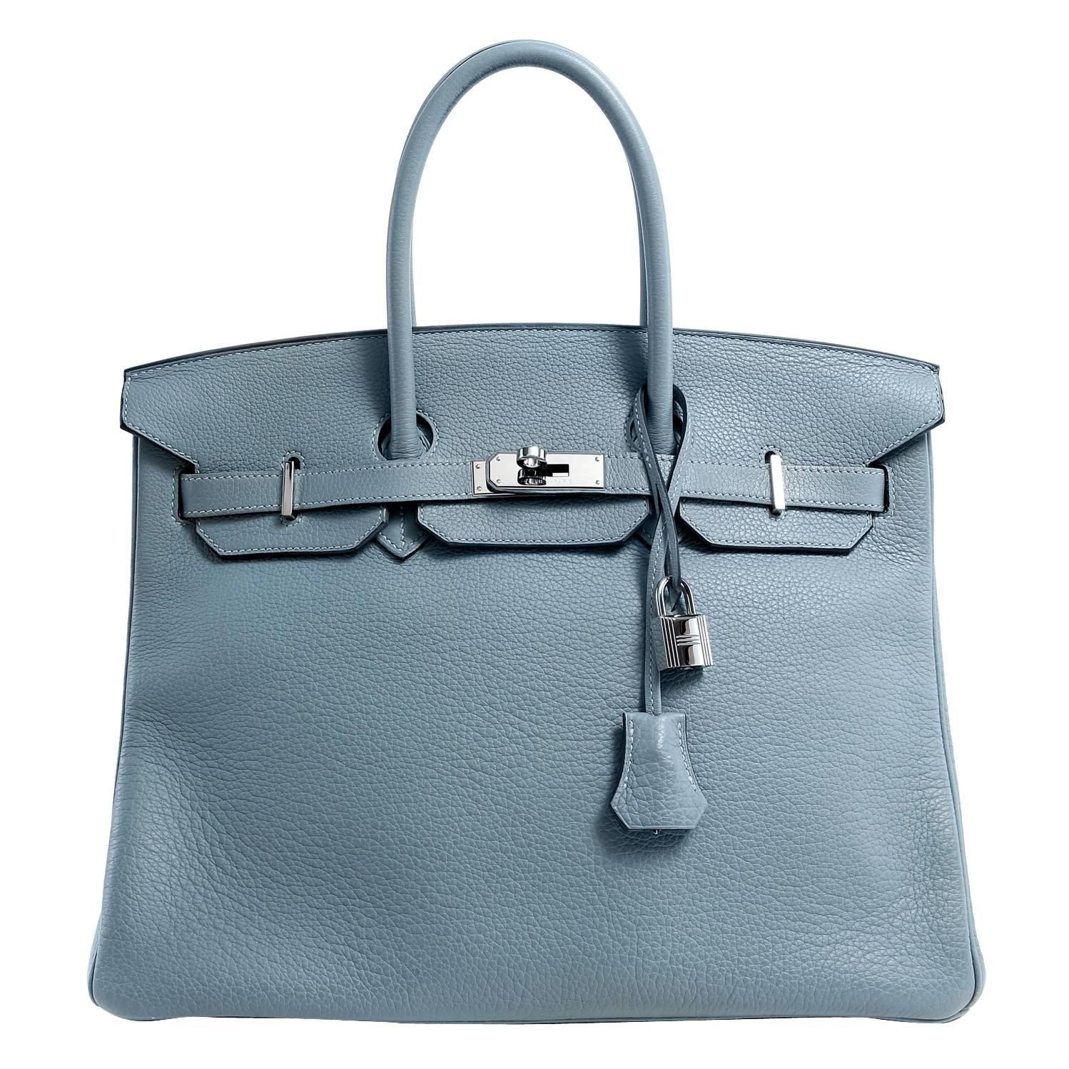 Hermès Bleu Ciel Clemence Birkin- 35 cm, PHW