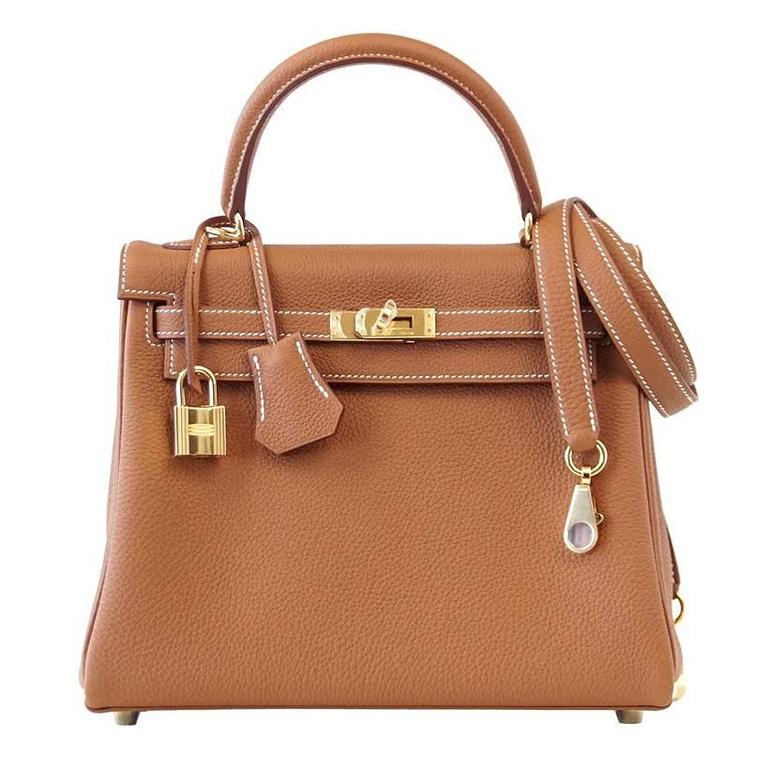 Hermes Kelly 25 Retourne Bag Coveted Gold Togo Gold Hardware For Sale ...