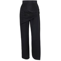 GIANNI VERSACE c.1990's Black Silk Drape Front Open Slit Leg Pants Size 38 10
