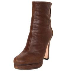 Miu Miu Brown Leather Ankle Boots Sz 36 1