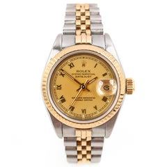 ROLEX Montre Femme Oyster Perpetual Datejust Acier Or Jaune 18K Lunette cannelée