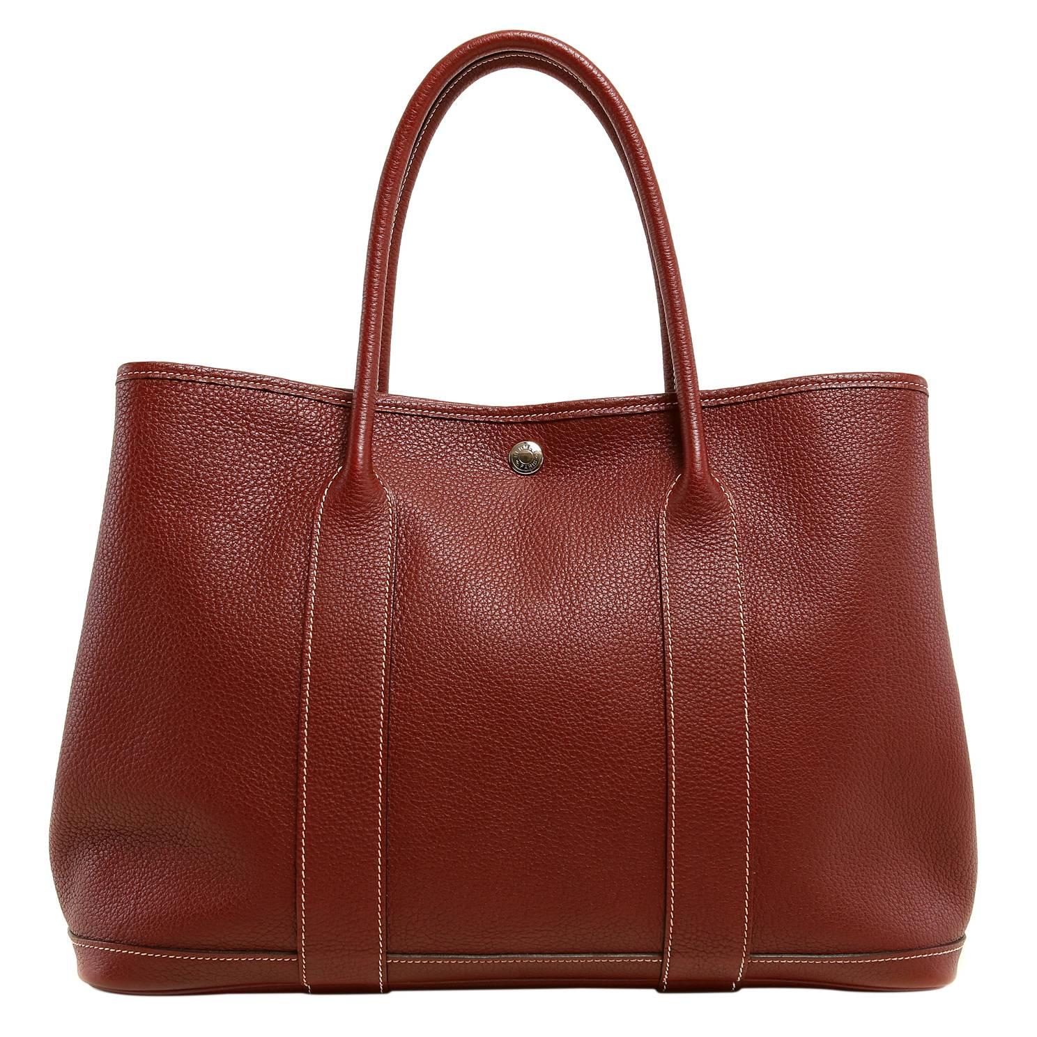 Hermès Bordeaux Leather Garden Party Tote