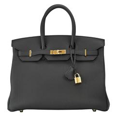 Hermes Handbag Birkin 35 Togo Black Gold Hardware 2016.